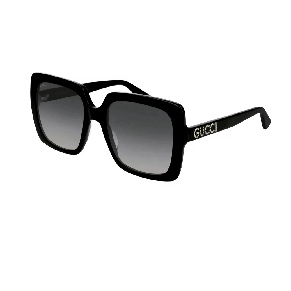Gucci Black GG0418S 001 Square Frame Grey Glass Women's Sunglasses